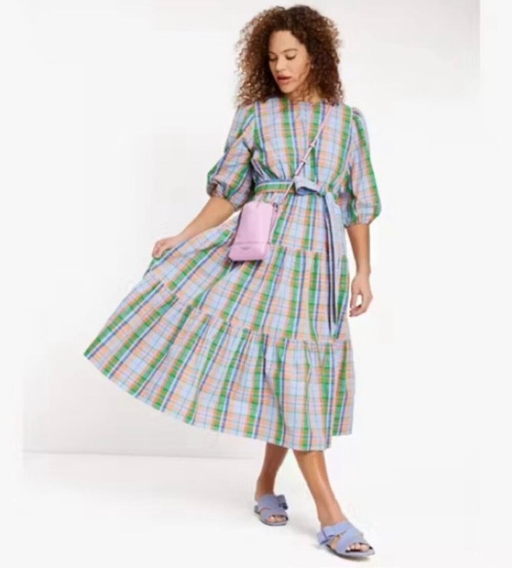 Kate Spade Sunshine Madras Lawn Midi Dress | Women's Size Medium | 100% Cotton